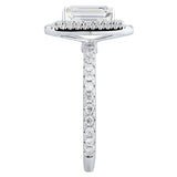 1.85 ct Emerald cut Diamond triple frame Halo round diamond engagement ring - simonbjewels.co