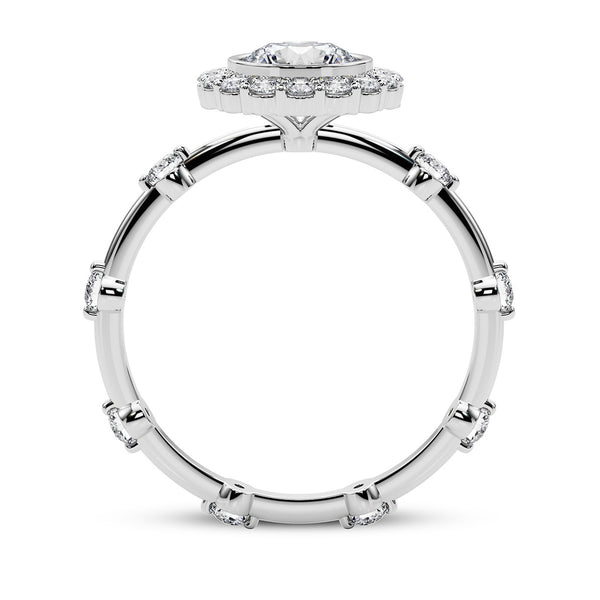 1.25ct Round Brilliant Halo Interlocking Diamond Engagement Ring Setting (0.25ctw) In 14k White Gold - simonbjewels.co