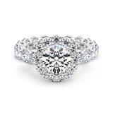 2.00ct Round Brilliant Halo Diamond Eternity Engagement Ring Setting (2.80ctw) In 14k White Gold - simonbjewels.co