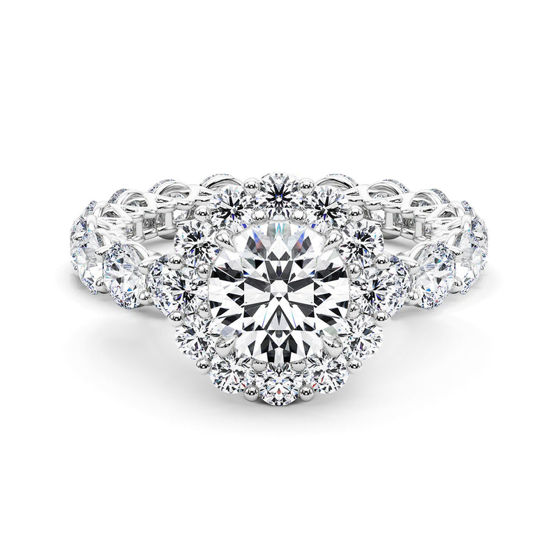 2.00ct Round Brilliant Halo Diamond Eternity Engagement Ring Setting (2.80ctw) In 14k White Gold - simonbjewels.co