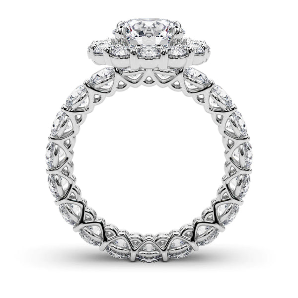 2.00ct Round Brilliant Halo Diamond Eternity Engagement Ring Setting (2.80ctw) In 14k White Gold - simonbjewels.co