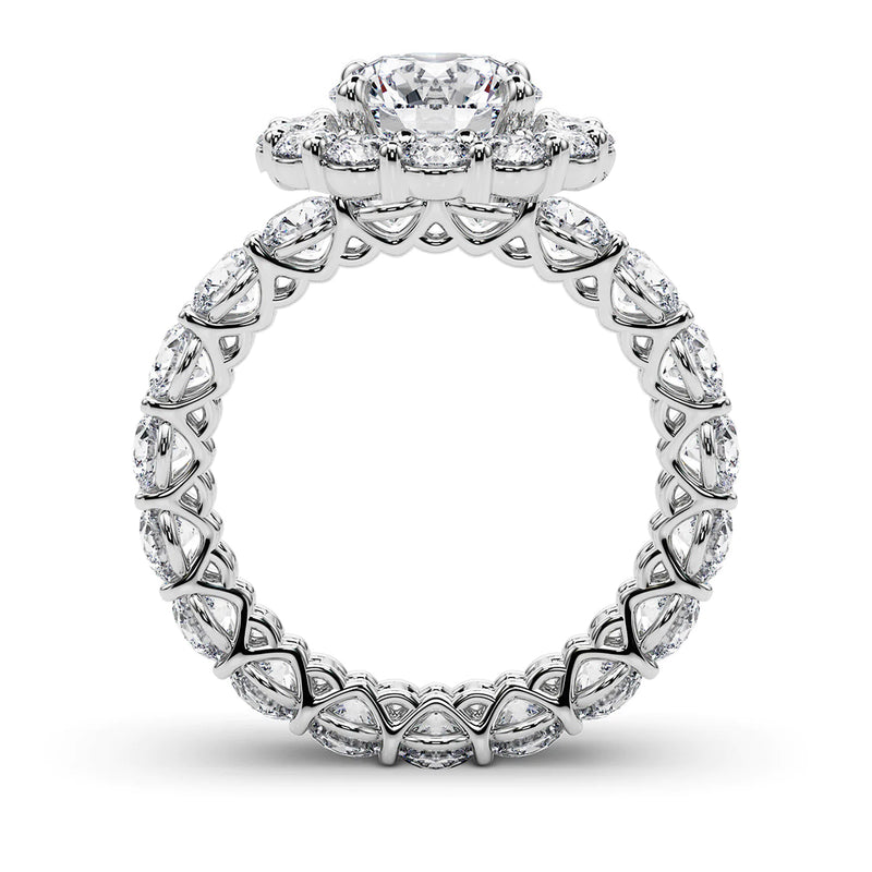 2.00ct Round Brilliant Halo Diamond Eternity Engagement Ring Setting (2.80ctw) In 14k White Gold - simonbjewels.co