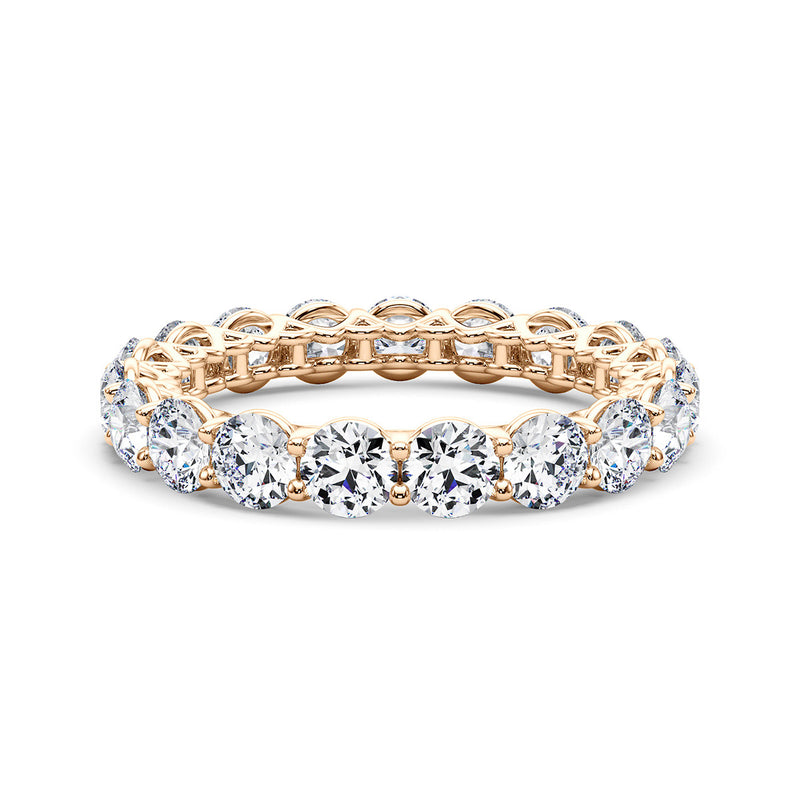 3.05 Carat Round Diamond V-Prong Eternity Wedding Band Anniversary Ring in 14k Gold