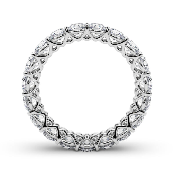 3.05 Carat Round Diamond V-Prong Eternity Wedding Band Anniversary Ring in 14k Gold