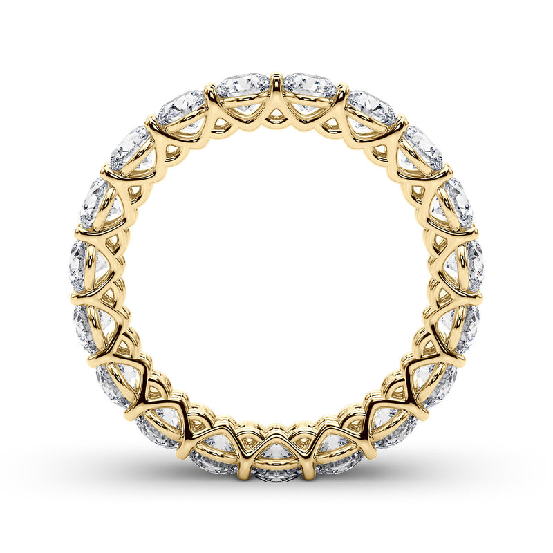 3.05 Carat Round Diamond V-Prong Eternity Wedding Band Anniversary Ring in 14k Gold - simonbjewels.co