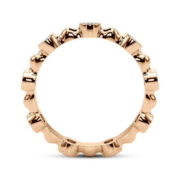 0.55ct Round Diamond Vintage Alternating Bezel-Set Wedding Band Eternity Ring set in 14k Gold - simonbjewels.co