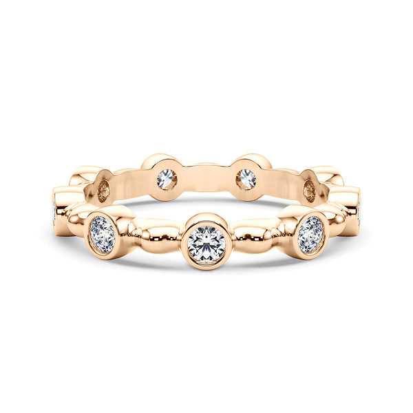 0.55ct Round Diamond Vintage Alternating Bezel-Set Wedding Band Eternity Ring set in 14k Gold - simonbjewels.co
