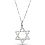 1/5 ct tw Round cut Diamond Star of David pendant Set in 14k White Gold - simonbjewels.co