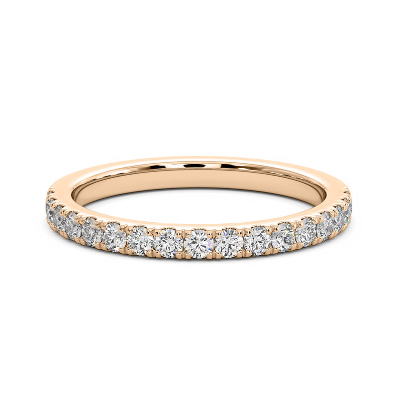 0.56ct Round Diamond Half-Way Micro-Pave Matching Wedding Band in 14k Gold - simonbjewels.co