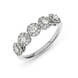 1.05ct  F-VS Diamond 5-Stone Cluster Wedding Band Anniversary Ring 14k White Gold - simonbjewels.co