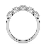 1.05ct  F-VS Diamond 5-Stone Cluster Wedding Band Anniversary Ring 14k White Gold - simonbjewels.co