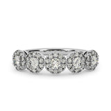 1.05ct  F-VS Diamond 5-Stone Cluster Wedding Band Anniversary Ring 14k White Gold - simonbjewels.co