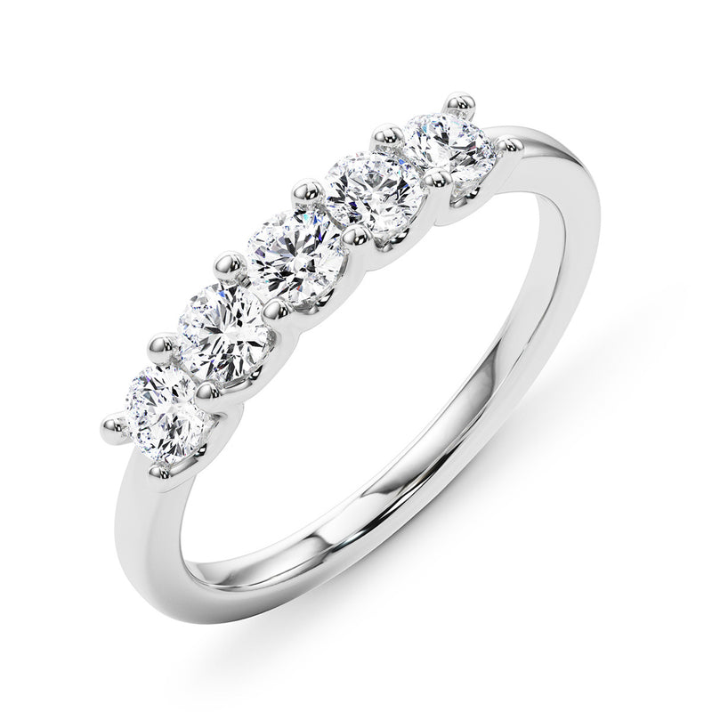 0.50ct Round cut 5 Stone U Prong Diamond Wedding Band Anniversary Ring Set In 14k White Gold - simonbjewels.co