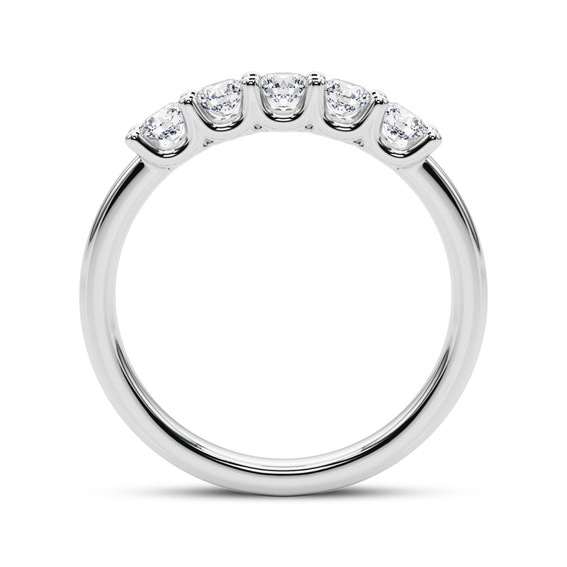 0.50ct Round cut 5 Stone U Prong Diamond Wedding Band Anniversary Ring Set In 14k White Gold - simonbjewels.co