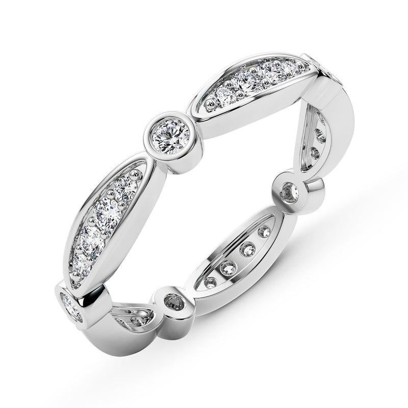 0.50 Carat Art Deco Vintage Style Wedding Anniversary Band 14k White Gold - simonbjewels.co