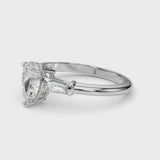 1.70ct Round Brilliant Tapered Baguette Three Stone Diamond Engagement Ring Setting (0.50ctw) In 18k White Gold