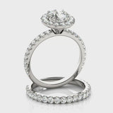 1.00 ct tw Round cut Halo Diamond Engagement Ring Setting (1/8 ct tw) In 18k White Gold