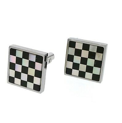 men's stainless steel cufflinks with mother of pearl onyx design handmade - simonbjewels.co