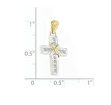 14k Yellow Gold Diamond Cross Pendant - Elegant Two Tone Diamond Cross - simonbjewels.co