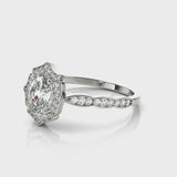 1.00 ct tw Round cut Diamond Halo Vintage Engagement Ring Setting (1/4 ct tw) In 18k White Gold