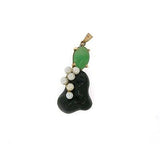 Vintage Light Green Jade & Pearl Onyx 14k yellow Gold Pendant - simonbjewels.co