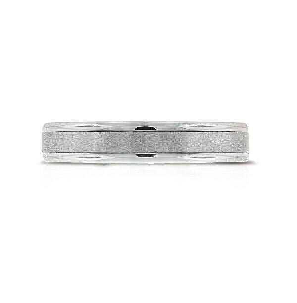 Mens 14K 4.5mm Comfort Fit Satin Center With High Polished Drop Edge Ring - simonbjewels.co