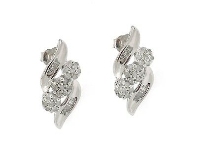 NEW 10k White Gold Prong Set Round Genuine Diamond Stud Earrings 0.25Ct Ladies - simonbjewels.co