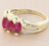 Natural red ruby diamond cocktail ring 14k yellow gold band H - I SI clarity - simonbjewels.co