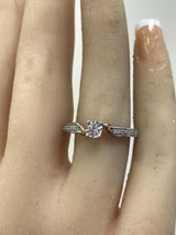 Round Diamond 14 Karat White Rose Gold Engagement Ring Over Sterling 925 - simonbjewels.co