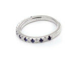 Vera Wang Love 14K White Gold Ring Diamond Blue Sapphire Wedding Band - simonbjewels.co