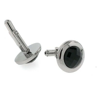 Stainless steel men's cufflinks handmade onyx design 14mm - simonbjewels.co