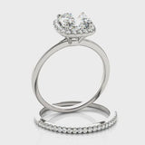 1.50 ct tw Cushion cut Diamond Halo Engagement Ring Setting (1/8 ct tw) In 18k White Gold