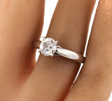 Tolkowsky 1.03CT Round Diamond Certified Engagement Ring in 14k White Gold - simonbjewels.co