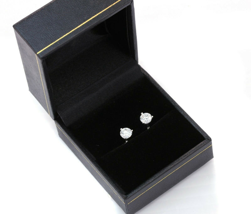 CERTIFIED 1.00ct 1ct ONE CARAT ROUND-CUT F/VS2 DIAMONDS 14K GOLD STUDS EARRINGS - simonbjewels.co