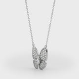 0.25 Ct Marquise Diamond Micropave Butterfly Pendant (0.40ct) Necklace in 18k White Gold