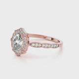 1.00 ct tw Round cut Diamond Halo Vintage Engagement Ring Setting (1/4 ct tw) In 18k White Gold