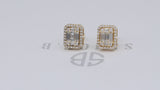 Round Natural Diamond Cluster Baguette Earrings in 14k Yellow Gold