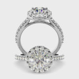 1.25ct Round Cut Halo Diamond Engagement Ring Setting (0.45ctw) In 14k Gold