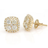 1.92ctw Natural Round Diamond Cluster Earrings 14k Yellow Gold - simonbjewels.co