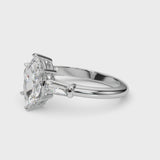 1.50ct Round Brilliant Tapered Baguette Three Stone Diamond Engagement Ring Setting (0.50ctw) In 14k White Gold