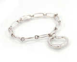 Tiffany & Co. Silver Elsa Peretti Open Heart Paper Clip Link Bracelet 7" - simonbjewels.co