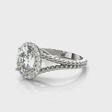 2.00 ct tw Oval cut Halo Diamond Engagement Ring Setting (1/2 ct tw) In 18k White Gold