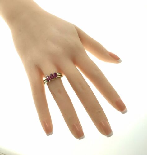 Natural red ruby diamond cocktail ring 14k yellow gold band H - I SI clarity - simonbjewels.co