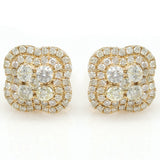 1.25ctw Micropave Round Diamond Earrings in 14k Yellow gold Screw Back - simonbjewels.co