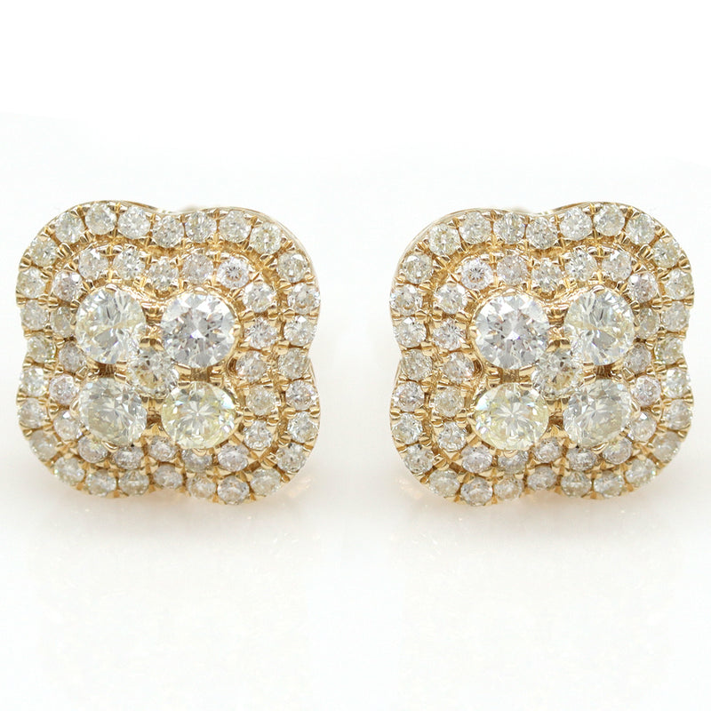 1.25ctw Micropave Round Diamond Earrings in 14k Yellow gold Screw Back - simonbjewels.co