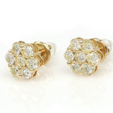 1.73ctw Round Cluster Natural Diamond Earrings in 14k Yellow Gold - simonbjewels.co