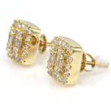 1.37ctw Natural Round Baguette Diamond Cluster Earrings 14k Yellow Gold - simonbjewels.co