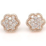 1.79 ctw Round Diamond cluster Flower Earrings in 14k Rose Gold - simonbjewels.co