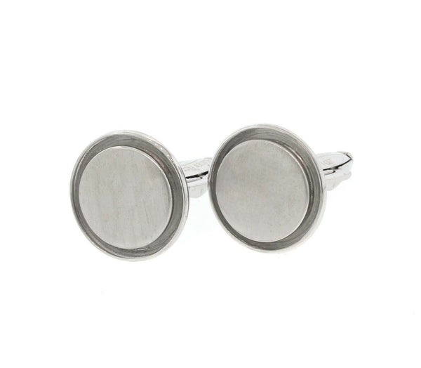 Lucien Piccard 14k Solid White Gold Disc Cufflinks Vintage - simonbjewels.co