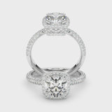 1.75ct Round Brilliant Micropavé Halo Diamond Engagement Ring Setting (0.45ctw) In 14k White Gold